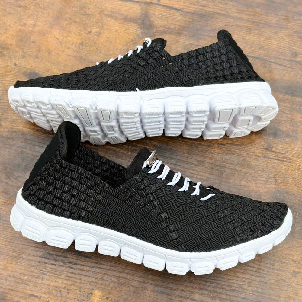 Zee Alexis Danielle A Women Size 8 Slip On Black Woven Comfort Casual Shoes